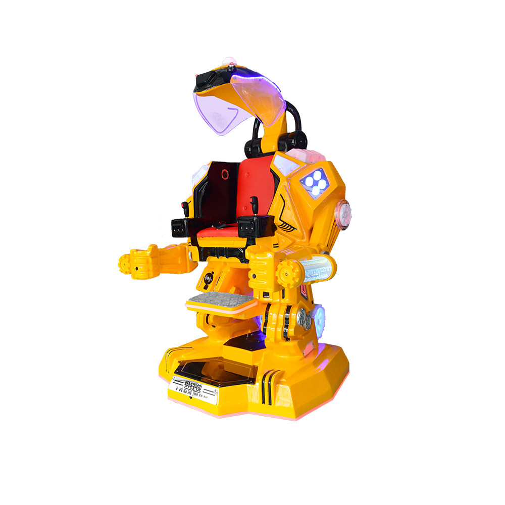 Huaqin Amusement Ride Supplier Mechanical Enthusiast Yellow Gold Color Iron Man Robot Buggy Ride For kid