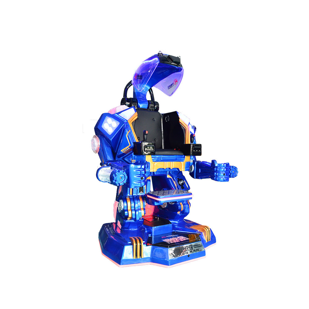 2 Players Parent-kid Blue Indoor Walking Robot Amusement Ride for Sale