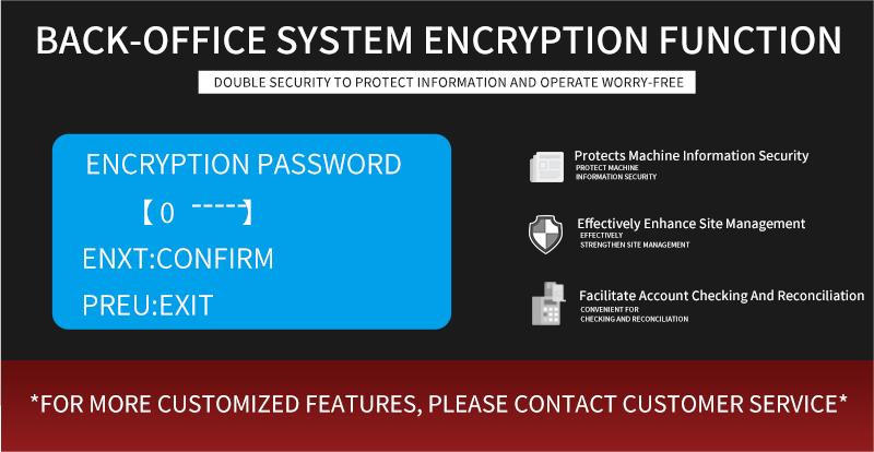 Back-office system encryption function