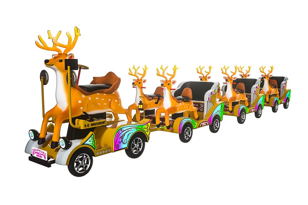 3D model of the customized European Deer Trackless Train designed by Huaqin Amusement for client Shaikha